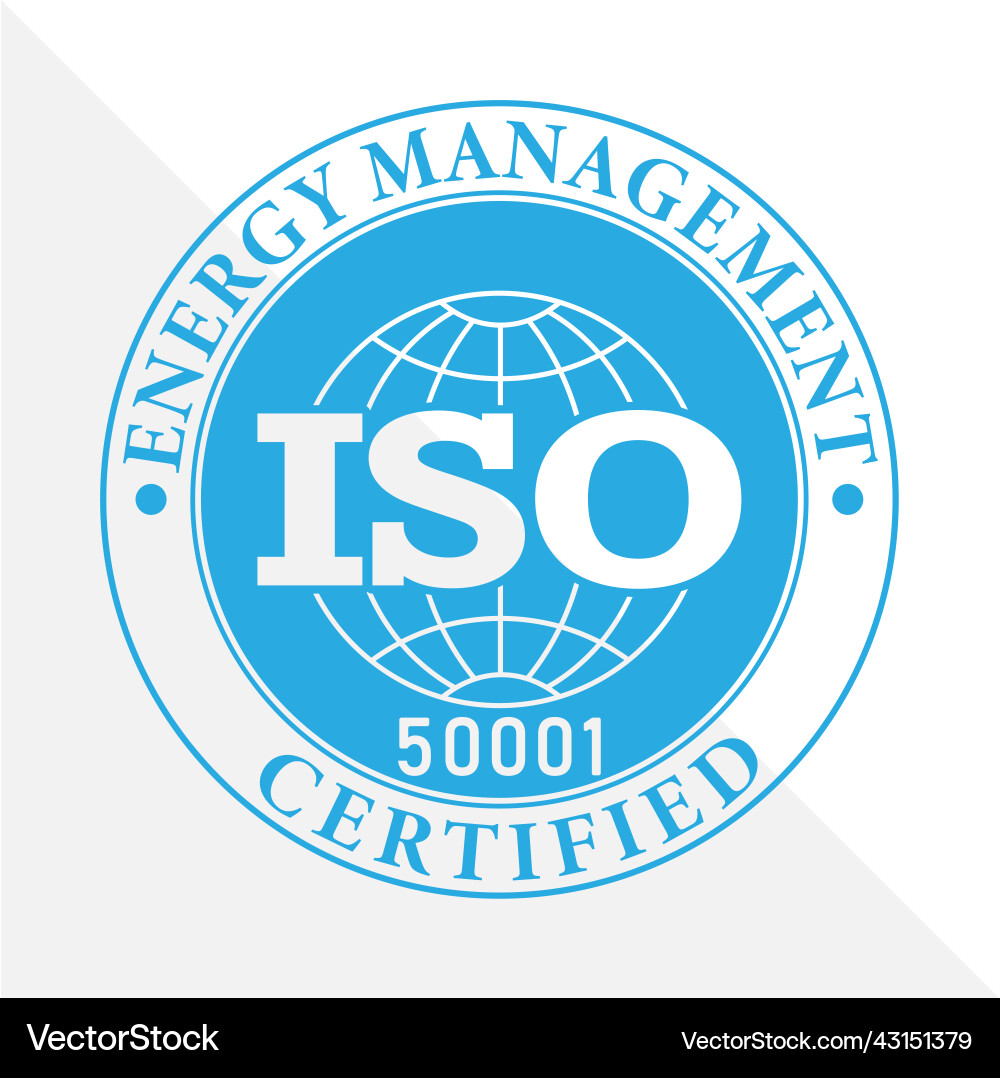Iso 9001 - energy management certification stamp Vector Image