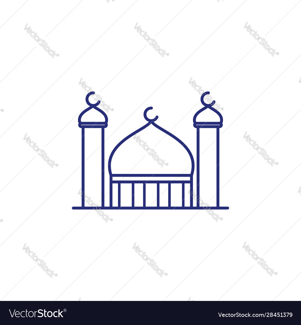 Mosque with two towers in rounded line Royalty Free Vector