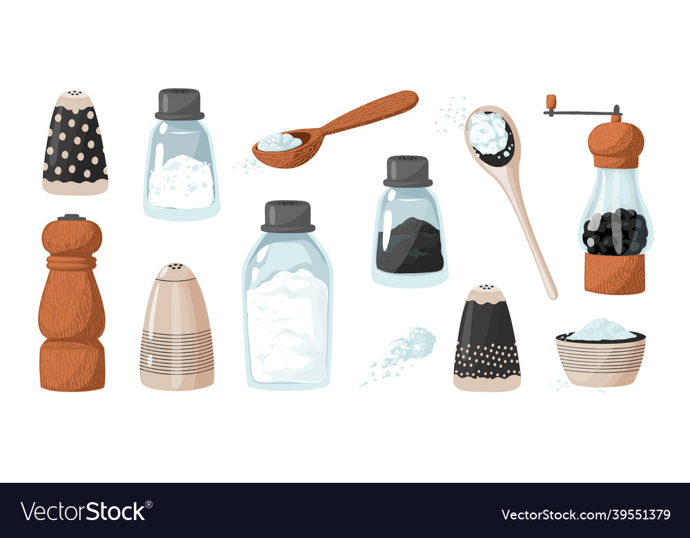 Salt and pepper bottles hand drawn tableware Vector Image