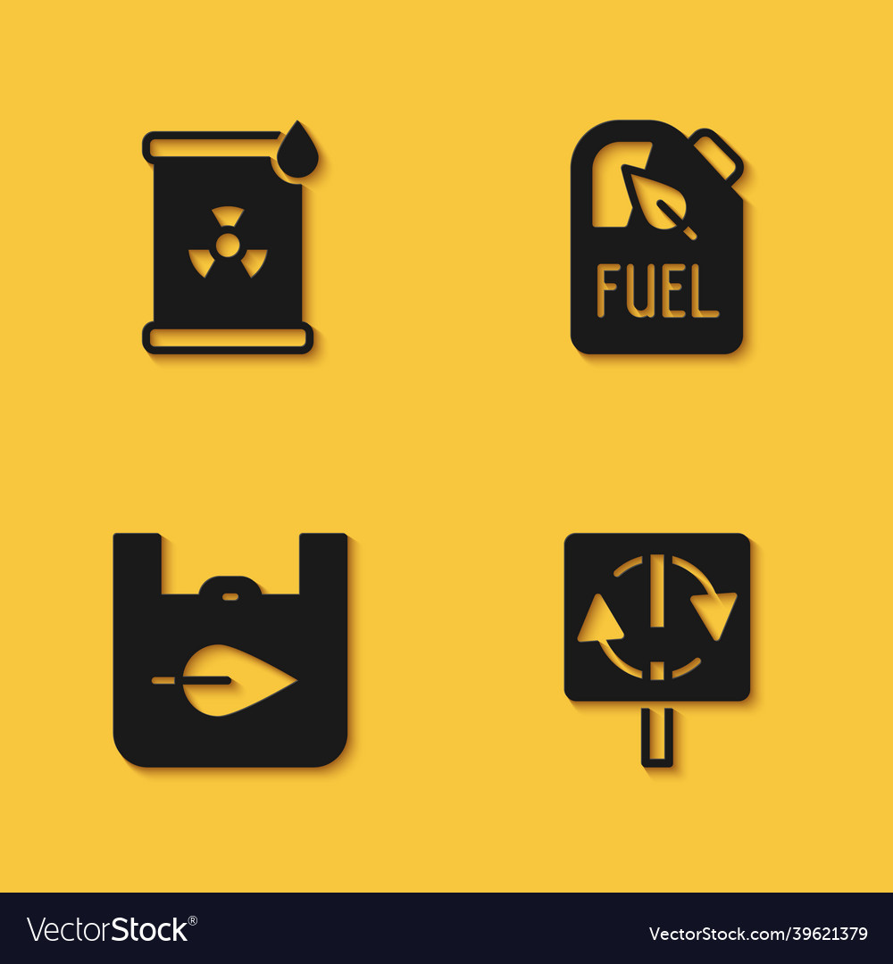 Set radioactive waste in barrel recycle symbol Vector Image