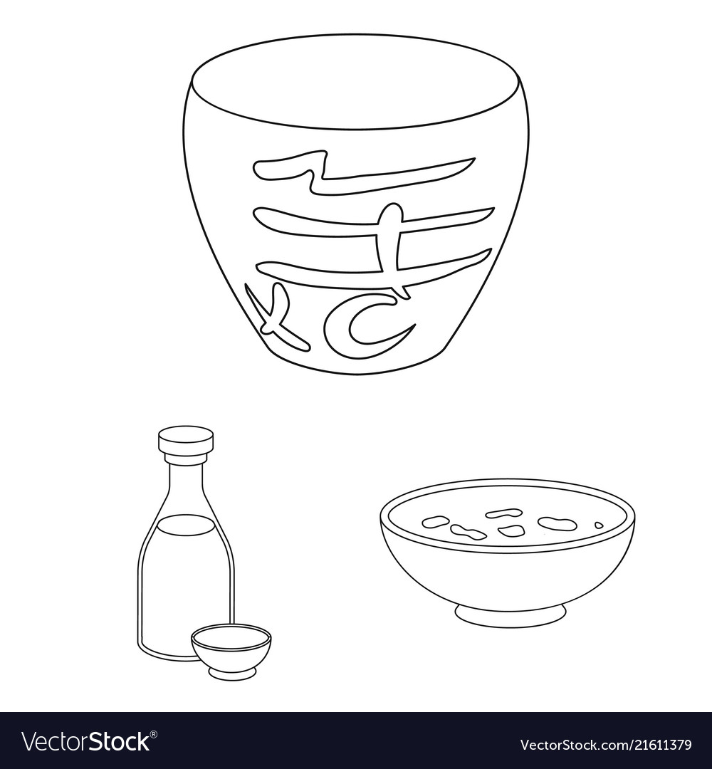 Sushi and seasoning outline icons in set Vector Image