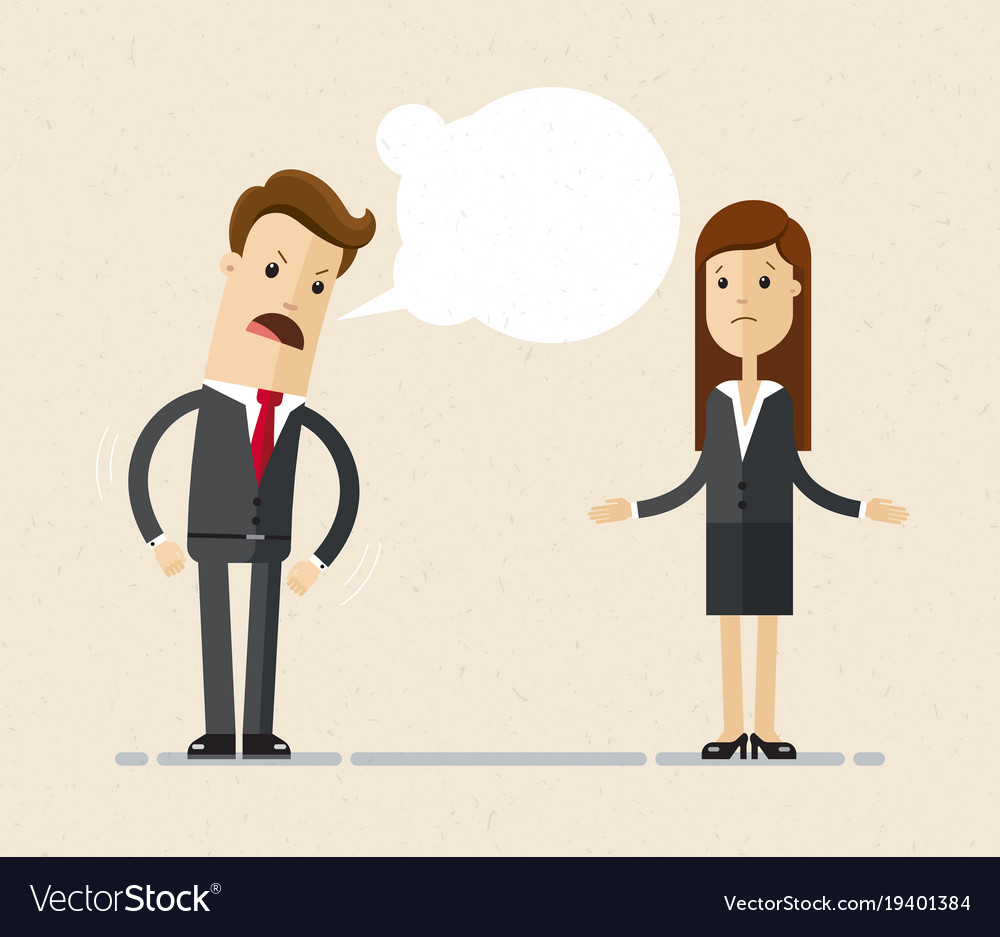 Businessman boss shouts at woman employee Vector Image