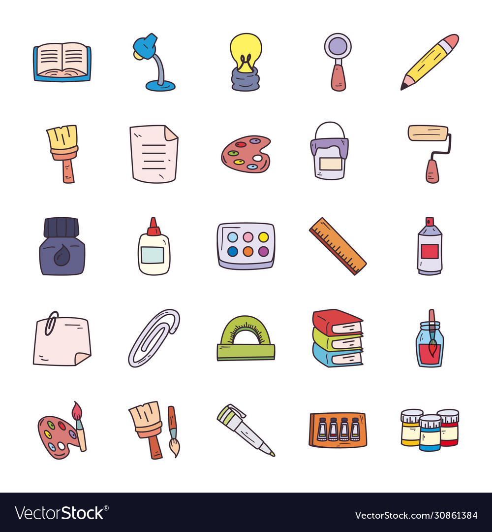 Creativity and design fill style icon set Vector Image