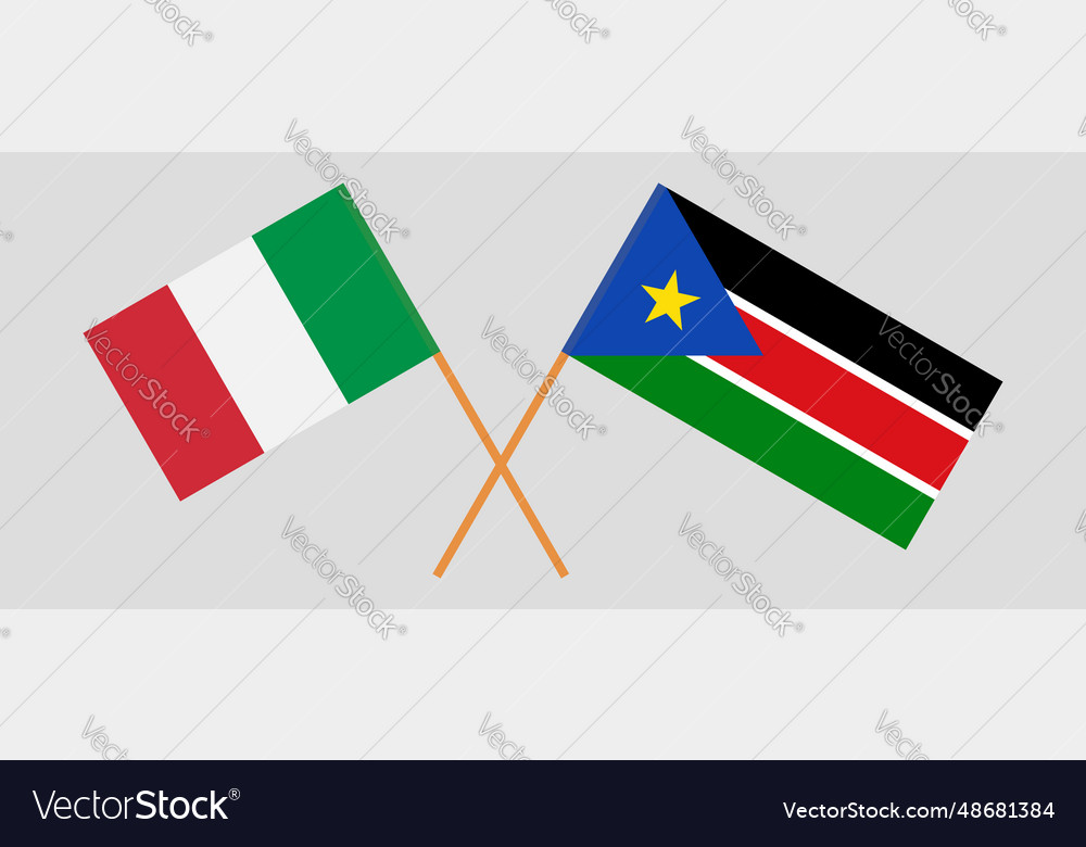 Crossed flags of italy and south sudan official Vector Image