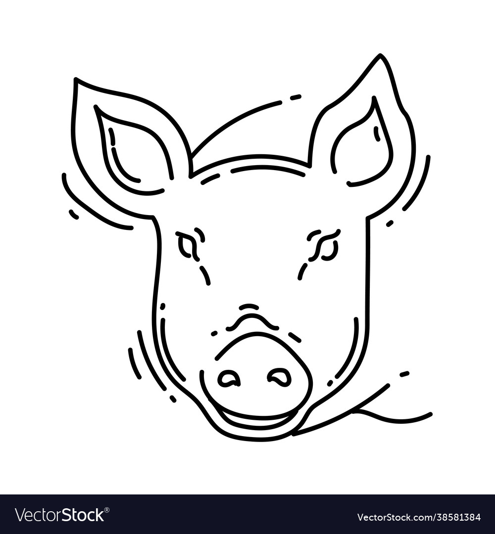 Farming pig icon hand drawn icon set outline Vector Image