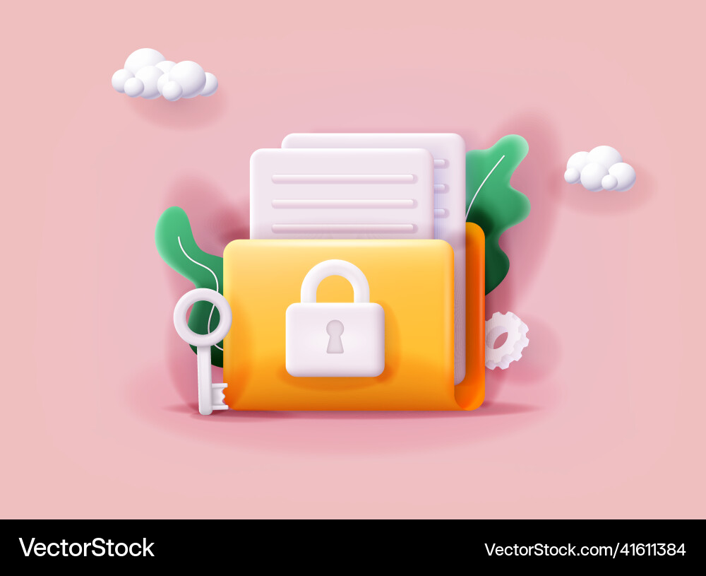 Folder lock icon data security and privacy Vector Image