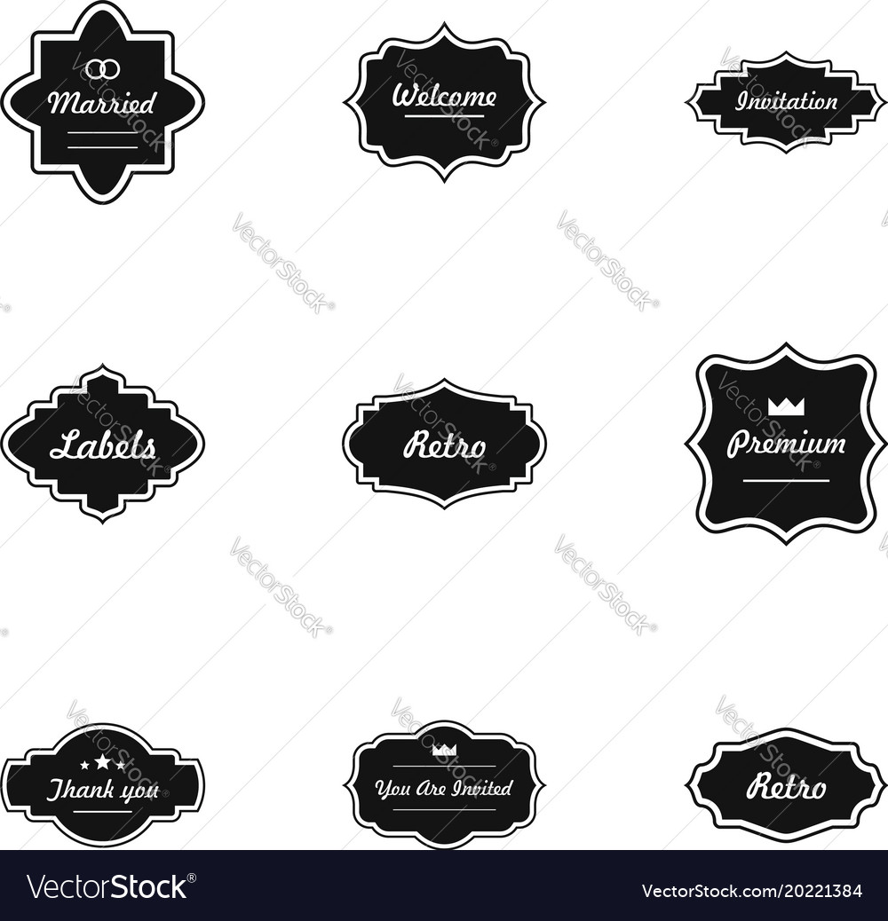 Greeting card icons set simple style Royalty Free Vector