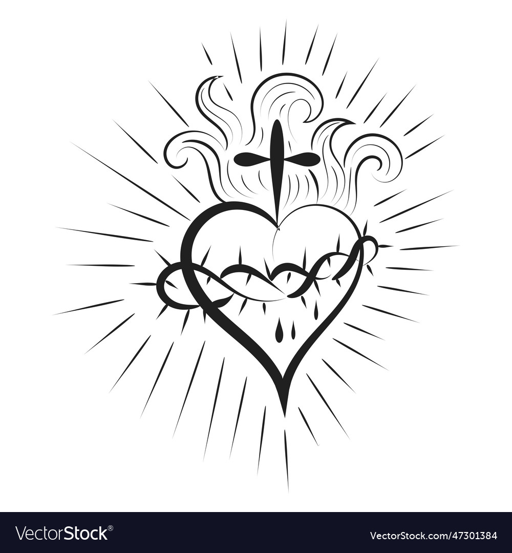 Sacred heart of jesus with rays Royalty Free Vector Image