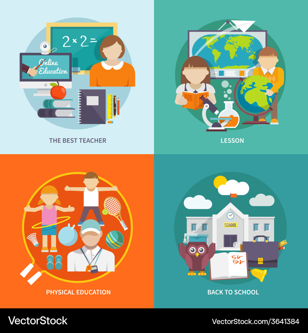 School icon flat Royalty Free Vector Image - VectorStock