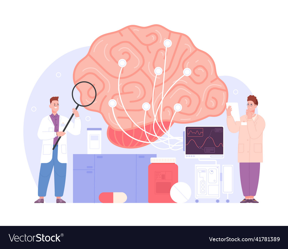 Brain neurologic exam neurology medico test Vector Image