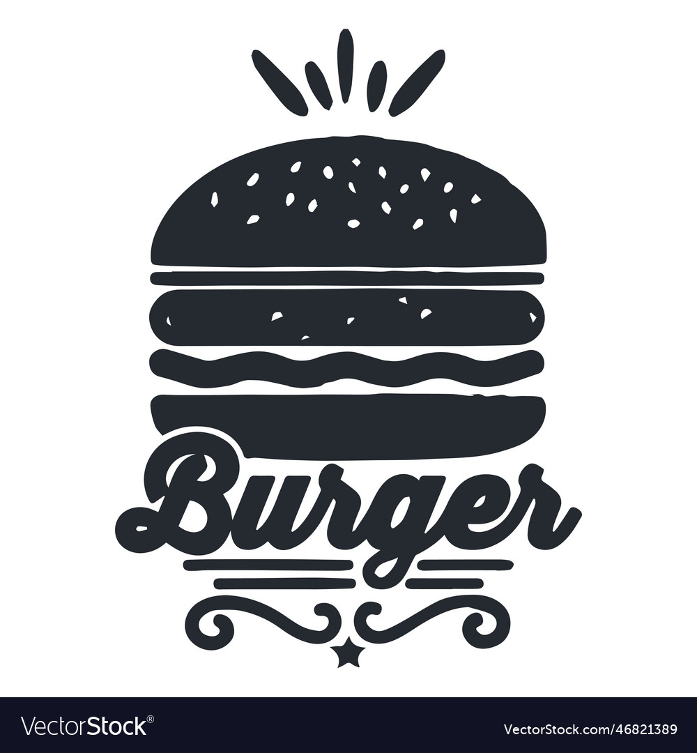 Burger logo food logotype silhouette Royalty Free Vector