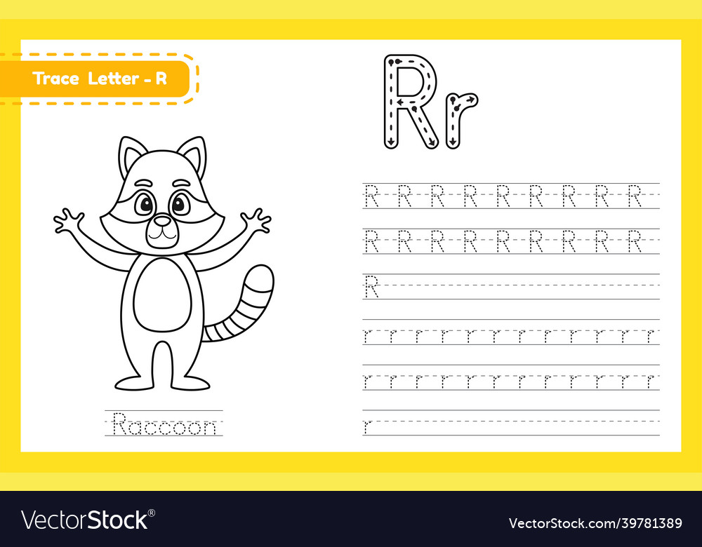 Trace letter r uppercase and lowercase alphabet Vector Image