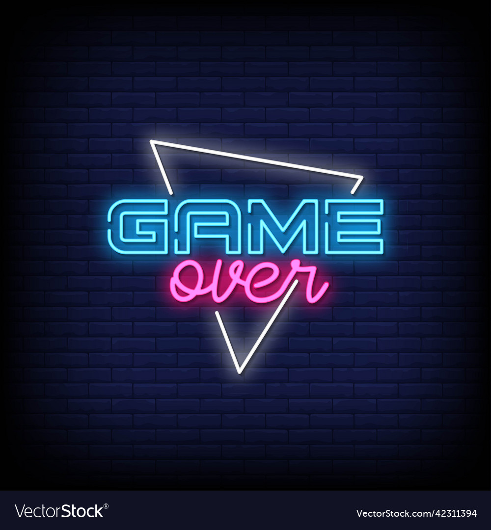 Game Over Neon Signs Style Text Royalty Free Vector Image