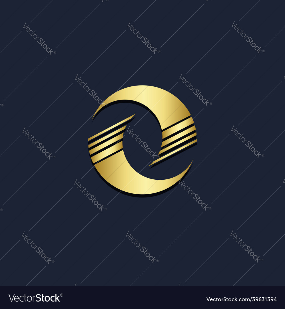 Round curve circle abstract gold logo Royalty Free Vector