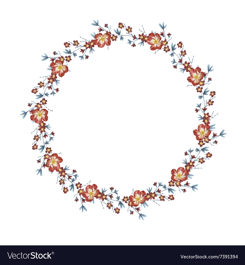Watercolor floral wreath Royalty Free Vector Image