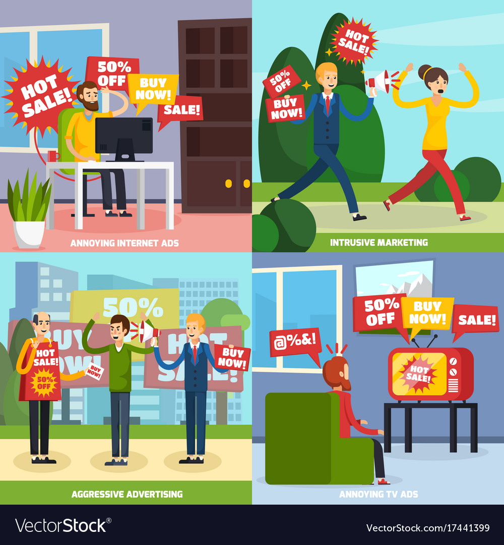 Annoying intrusive advertisement icon set Vector Image