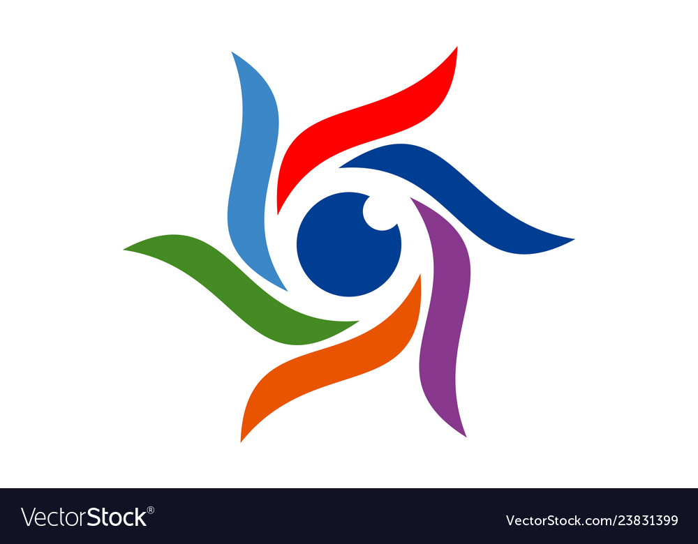 Eye vision abstract sun color logo icon Royalty Free Vector