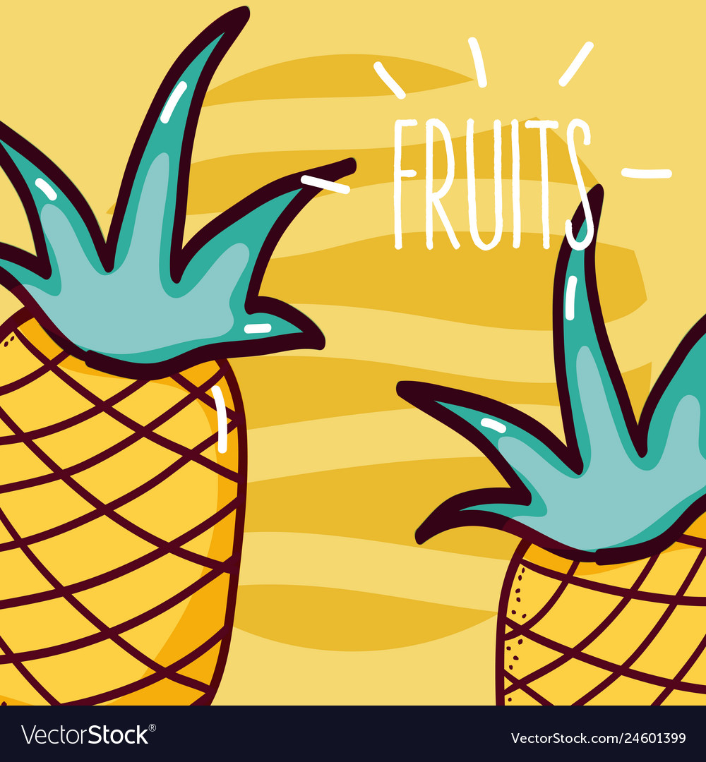 Pineapple Fruits Cartoon Royalty Free Vector Image 1191