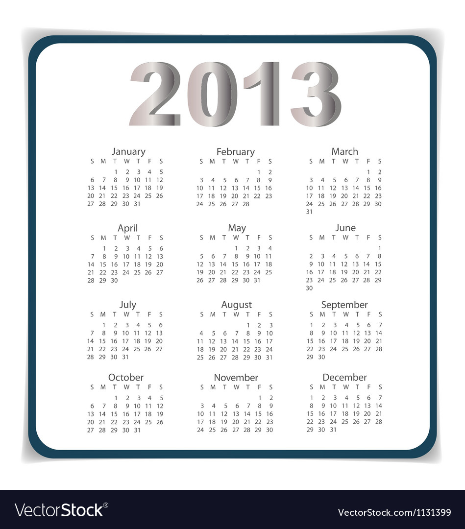 simple 2013 year calendar