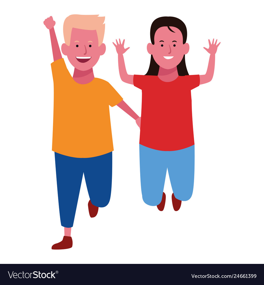 Two kids smiling cartoons Royalty Free Vector Image