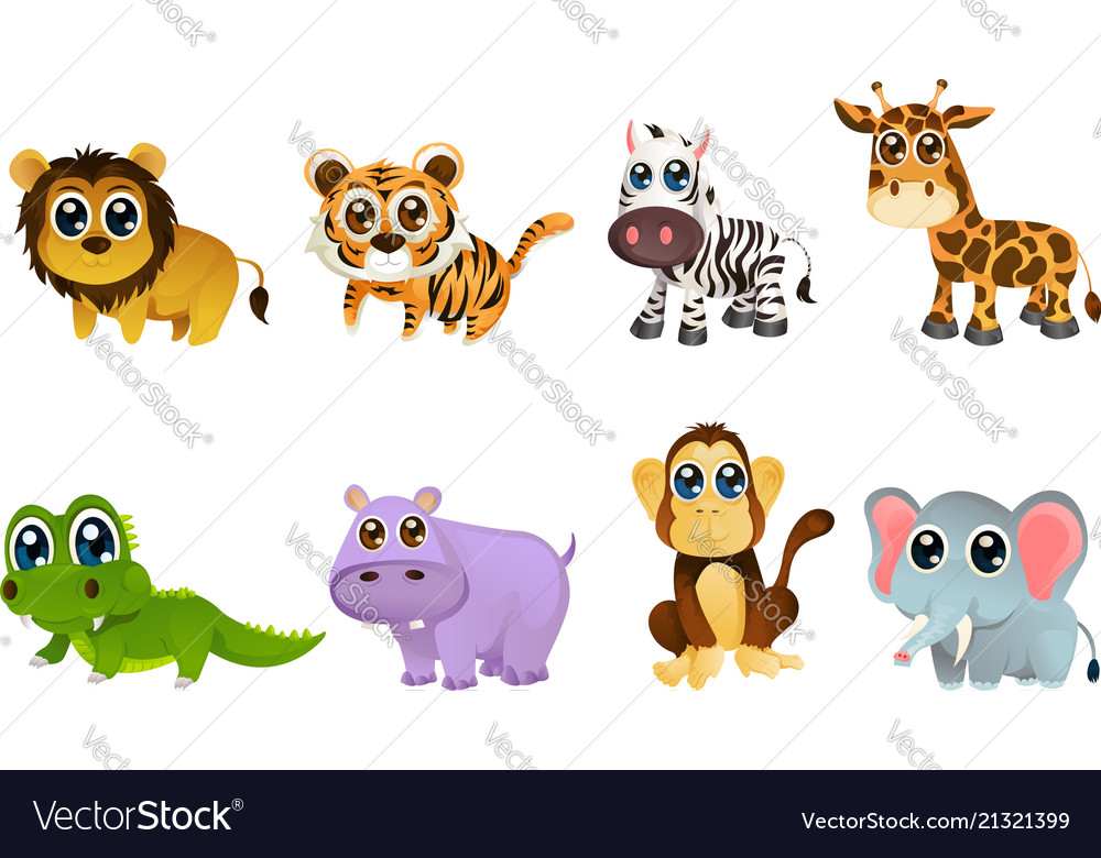 Wildlife animal cartoons Royalty Free Vector Image