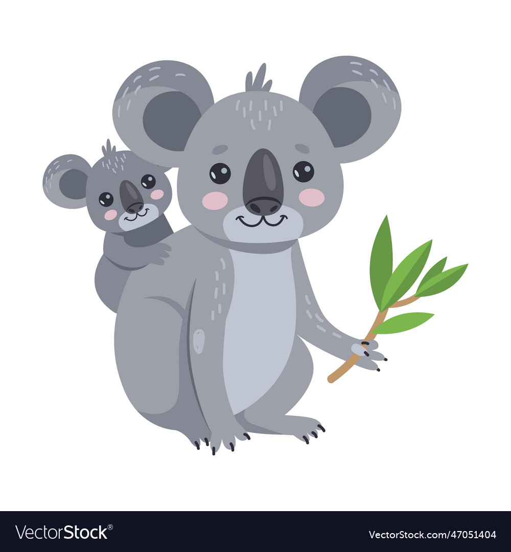 Cute koala with small child cartoon Royalty Free Vector