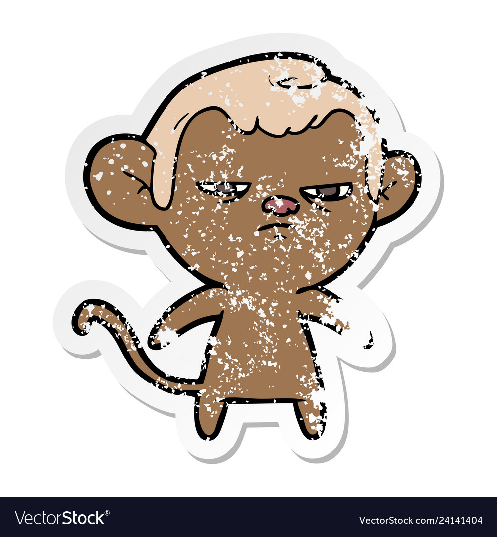 Distressed sticker of a cartoon monkey Royalty Free Vector