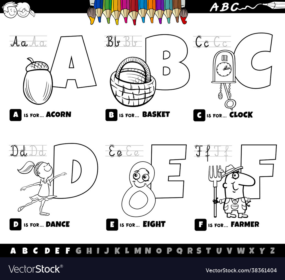 Educational cartoon alphabet letters set from Vector Image