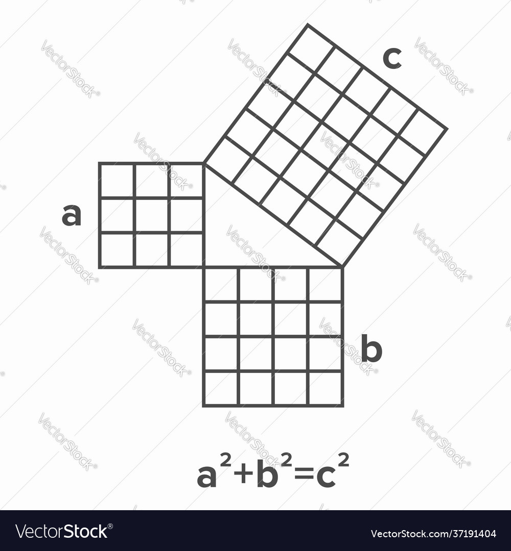 Pythagorean theorem mathematical example Vector Image
