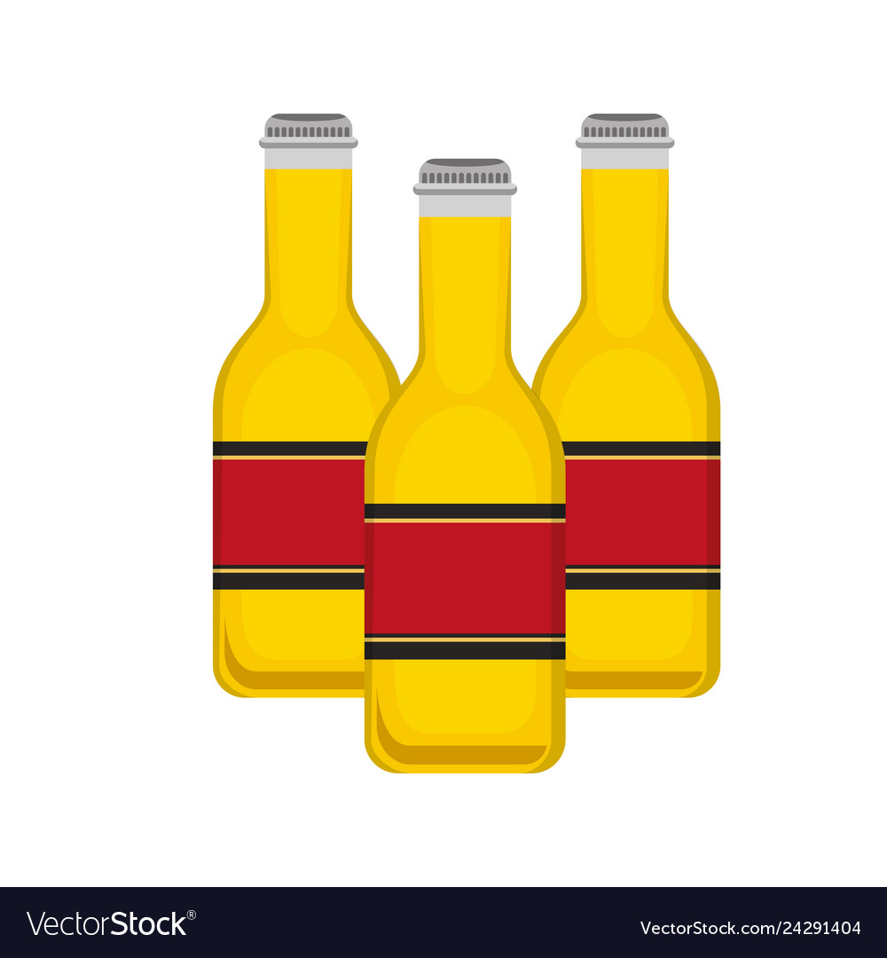 Three bottles beer alcohol isolated design Vector Image