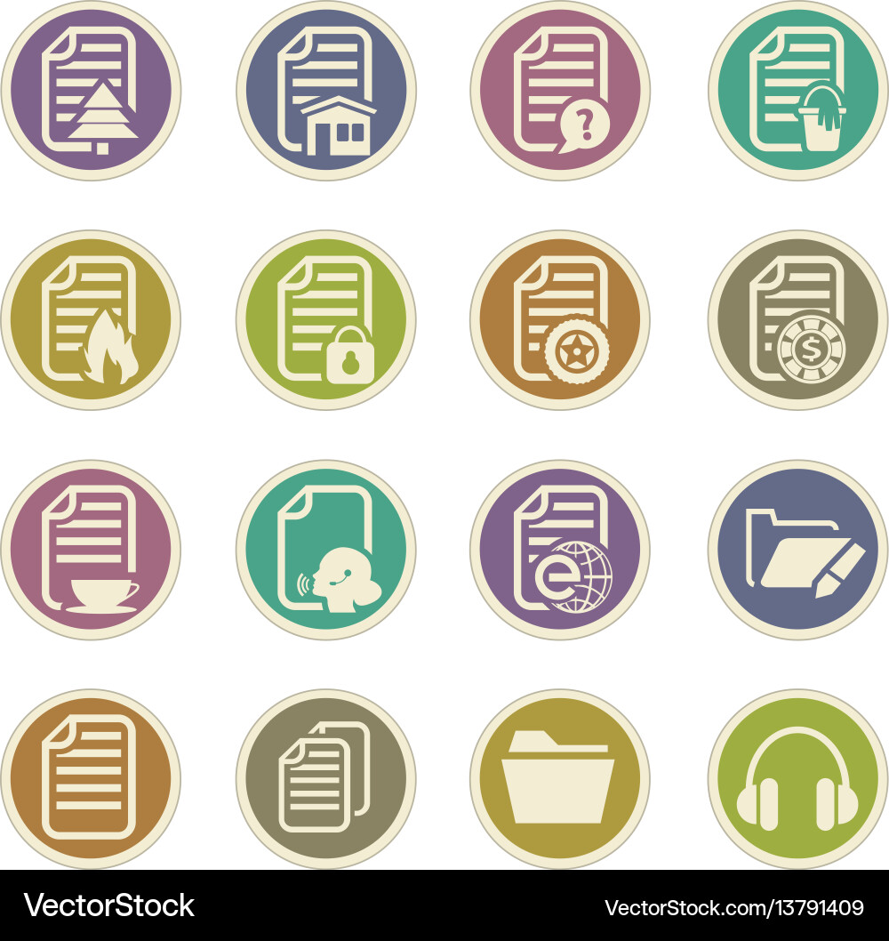 Documents icons set Royalty Free Vector Image - VectorStock