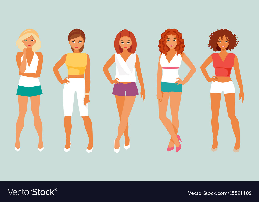 Girls in summer clothes Royalty Free Vector Image