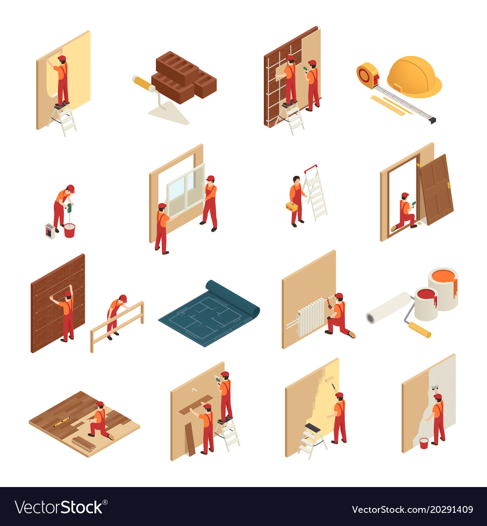 Home renovation isometric icons