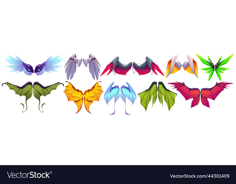 Mechanical wings of robot bird butterfly dragon Vector Image