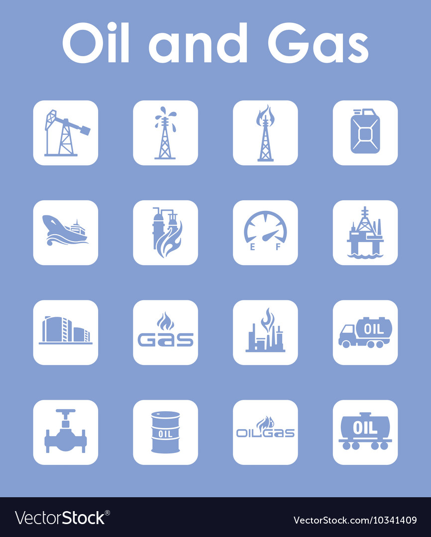 Set of oil and gas simple icons Royalty Free Vector Image