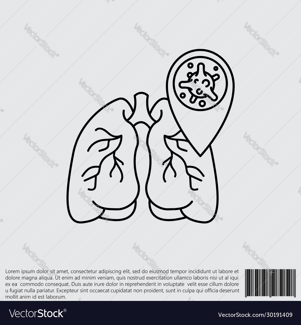 Virus bacteria and lungs line linear icon