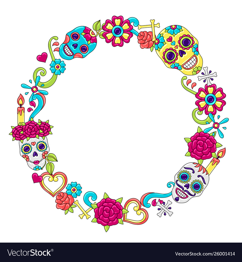 Day dead decoration sugar skulls Royalty Free Vector Image