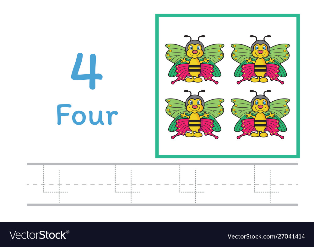 Number Tracing And Writing Tracing Worksheet Vector Image