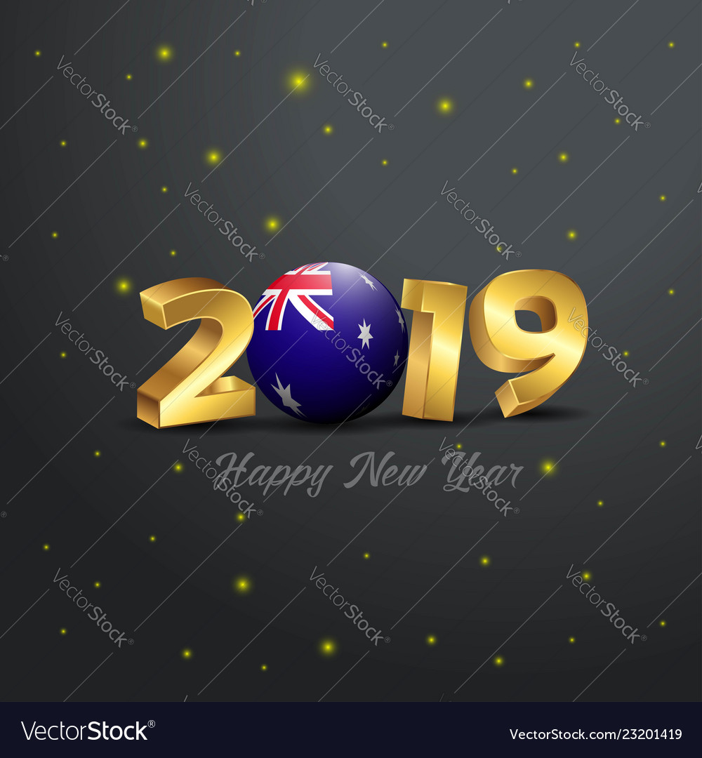 2019 happy new year australia flag typography Vector Image