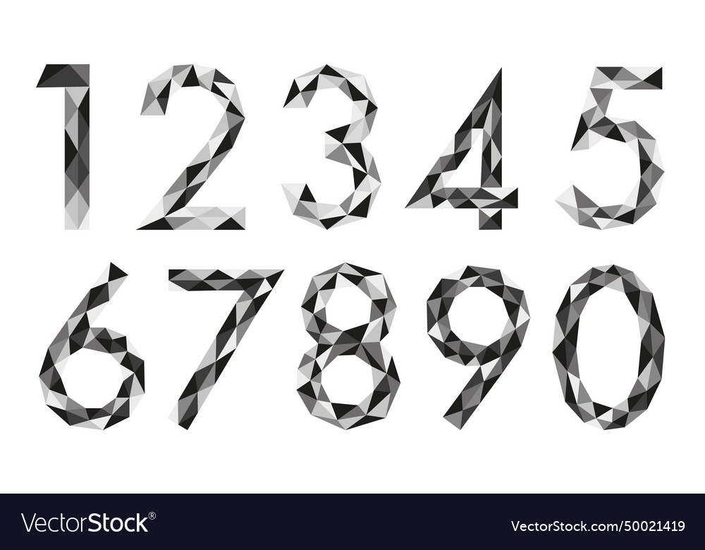 Black and white numbers in a triangular pattern Vector Image