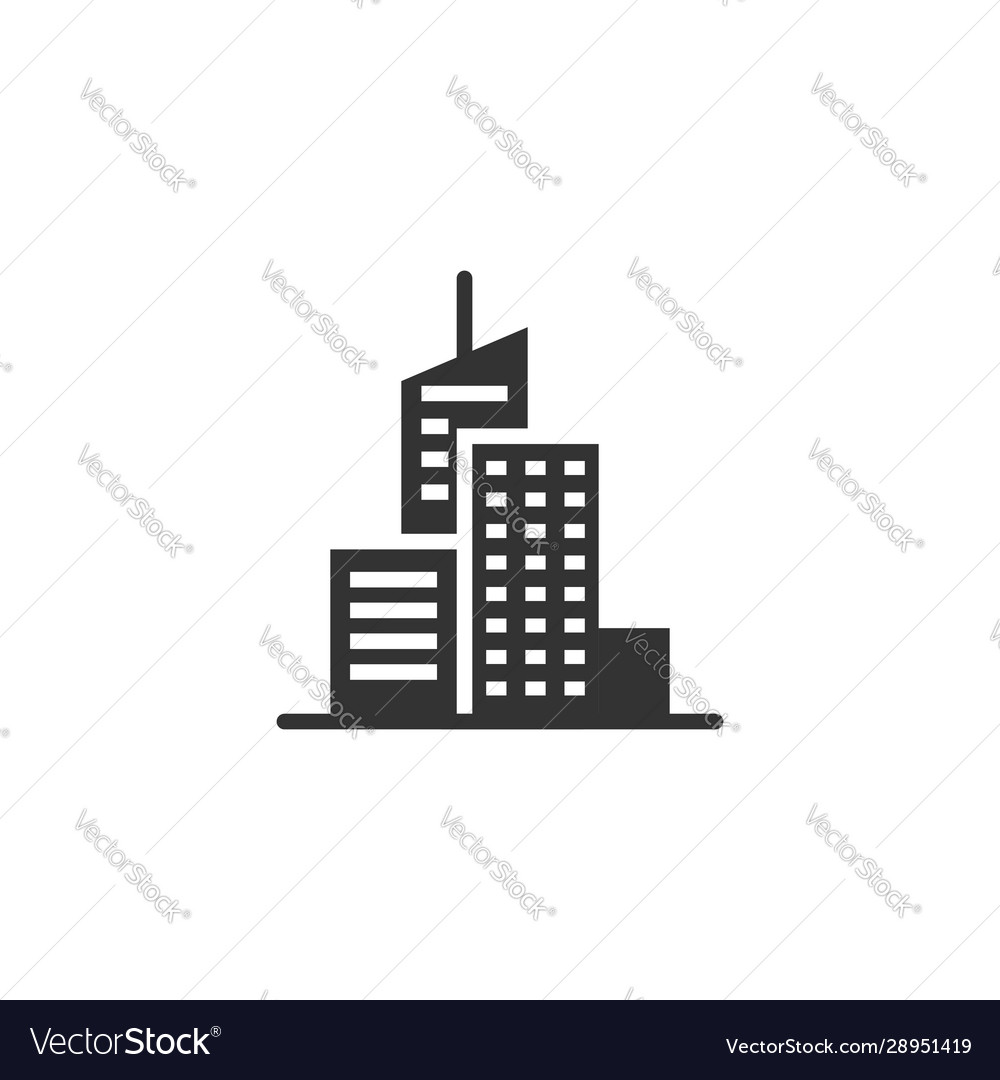 Building icon in flat style town skyscraper Vector Image