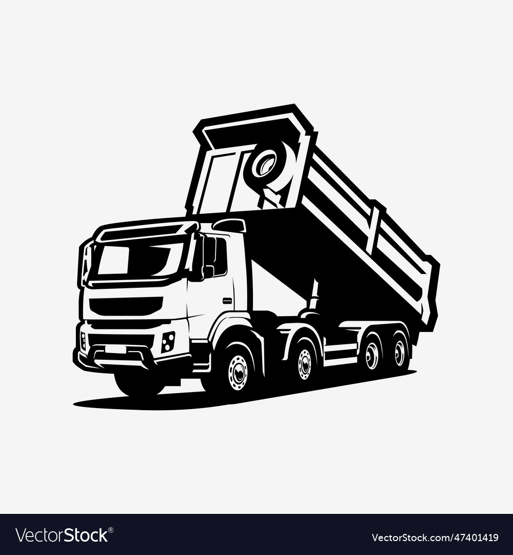 Dump truck silhouette art isolated tipper Vector Image