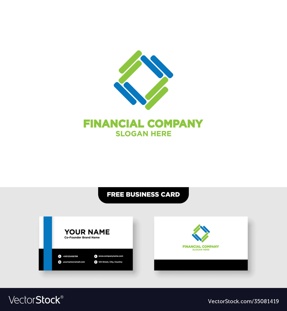 Finance logo design and business card template Vector Image