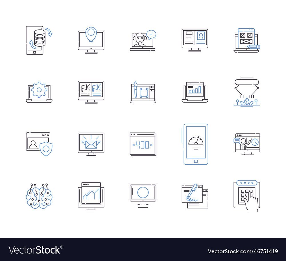 Internet and science outline icons collection Vector Image