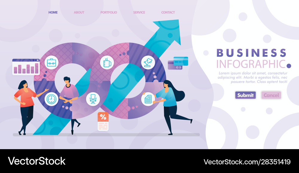 Landing page design business infographic Vector Image