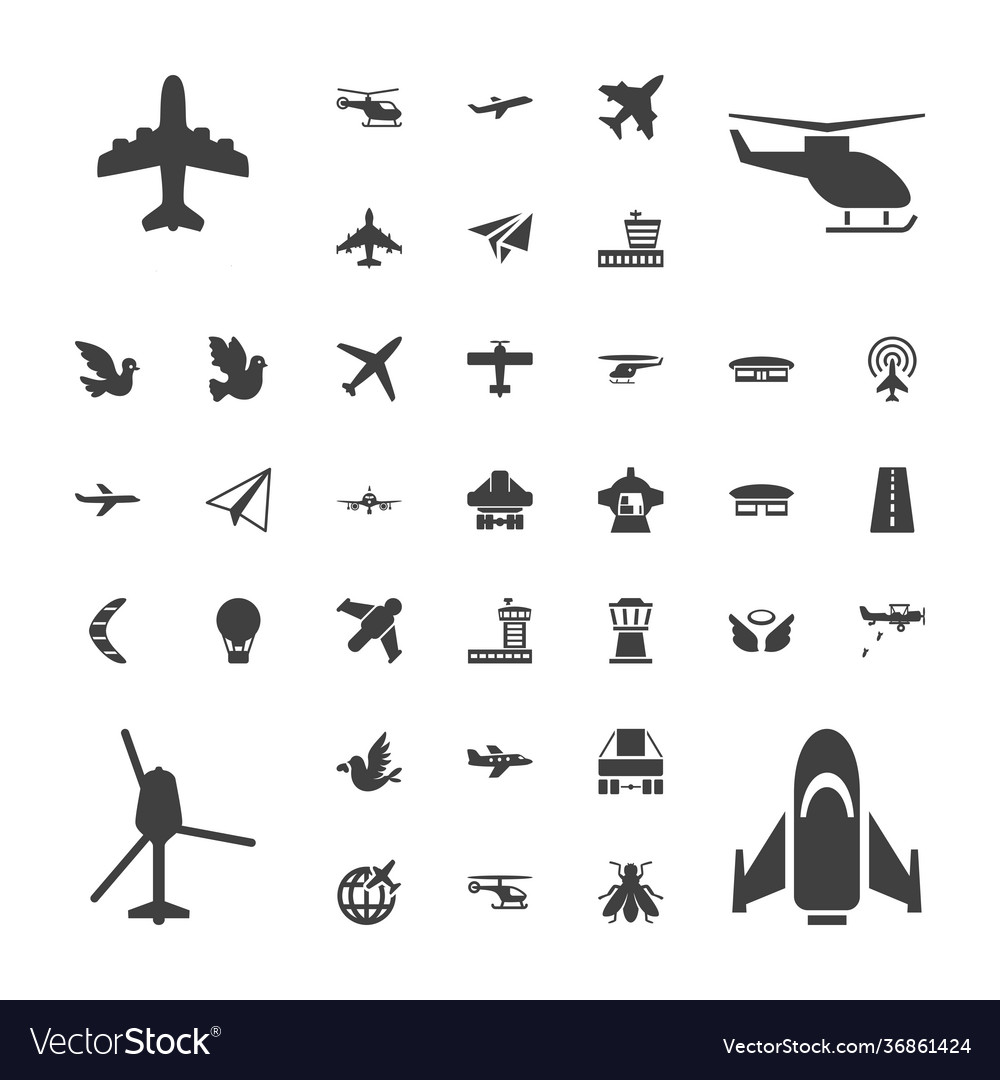 37 flight icons Royalty Free Vector Image - VectorStock