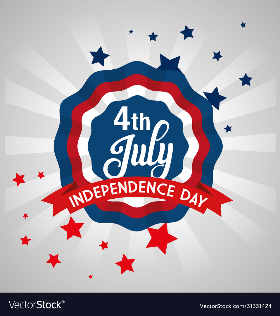 4 july happy independence day lace emblem Vector Image