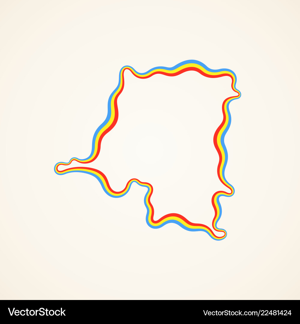 Dr congo - outline map Royalty Free Vector Image