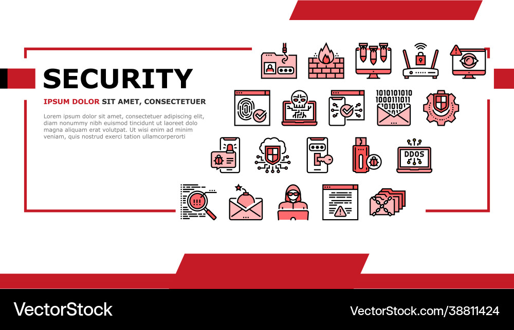 Internet security landing header Royalty Free Vector Image