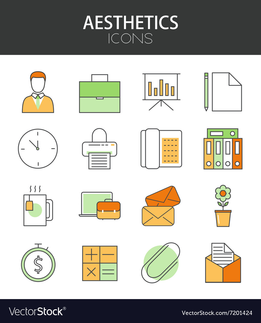 Modern thin line flat design of icons set